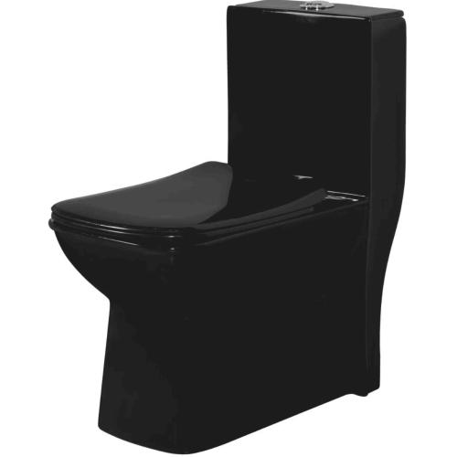 One Piece Closet ( Wash Down ) Dual Flush Fittings & Soft Closing Seat Cover Black